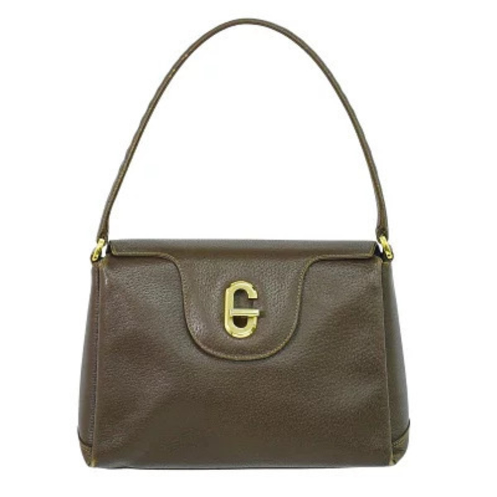 Gucci G Buckle Leather Frame Shoulder Bag Brown